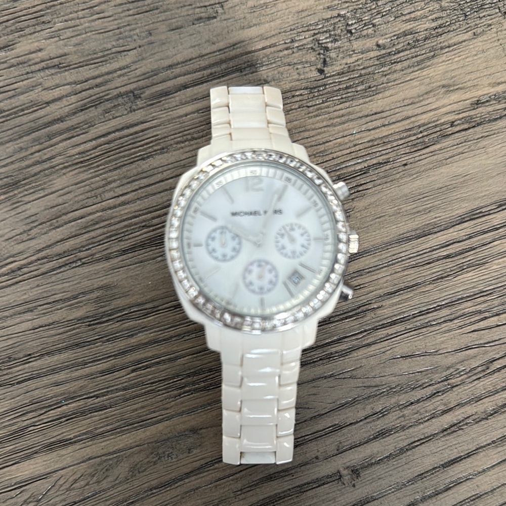 Michael Kors Ivory Ceramic Chronograph Watch